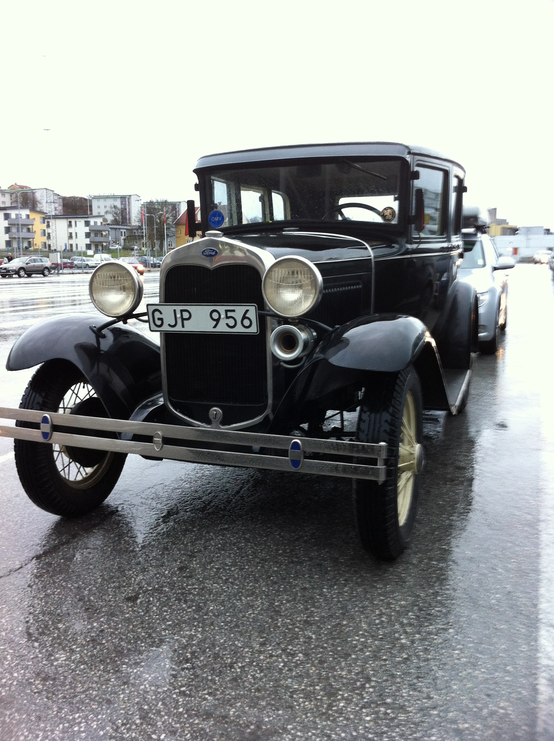 Ford Model A 4-door at the harbor of Visby Gotland